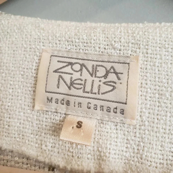 Zonda Nellis Hand-Woven VTG Cardigan Neutral Metallic ART TO WEAR Slow Fashion - Picture 7 of 17
